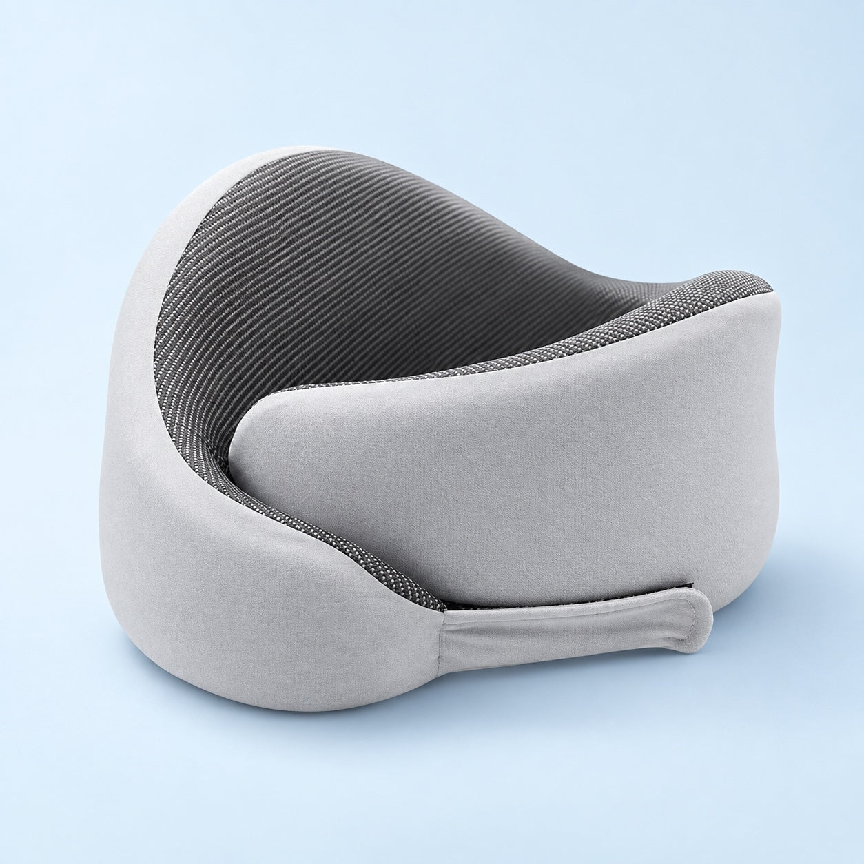 ComfoVa 360° travel pillow showing its contoured sides and adjustable front closure